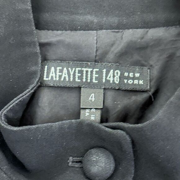 Lafayette 148 New York Black Cut out Trim Button Front Blazer Size 4 - Picture 2 of 9